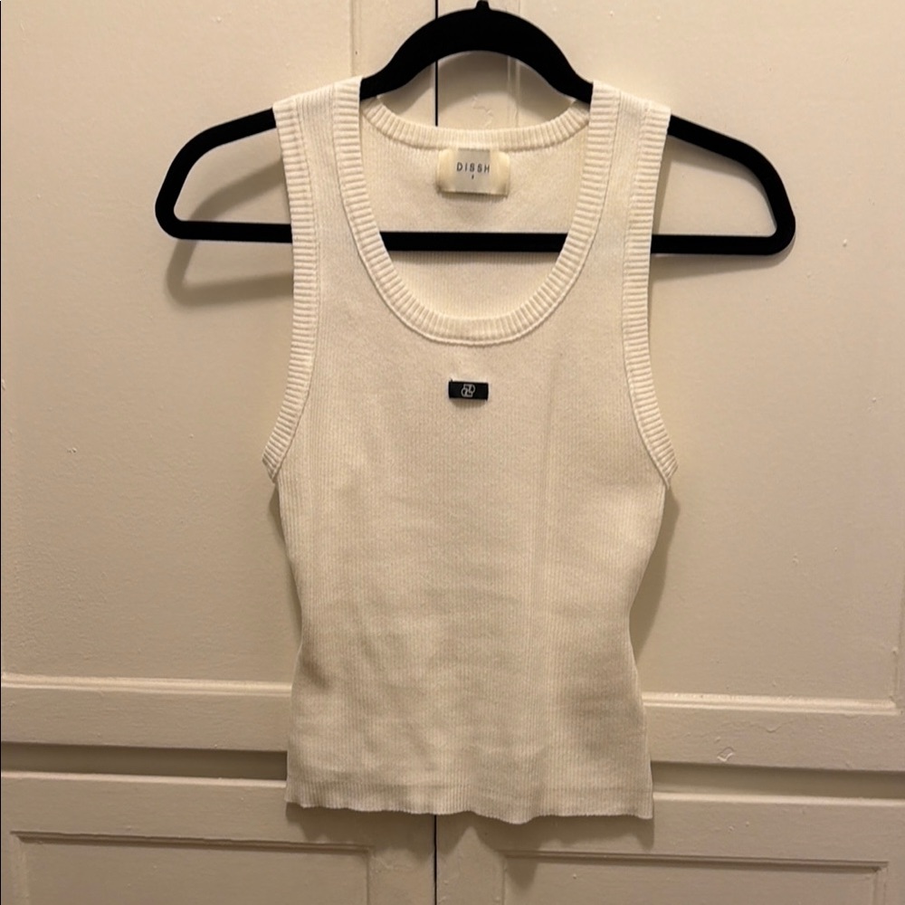 DISSH logo ribbed white tank